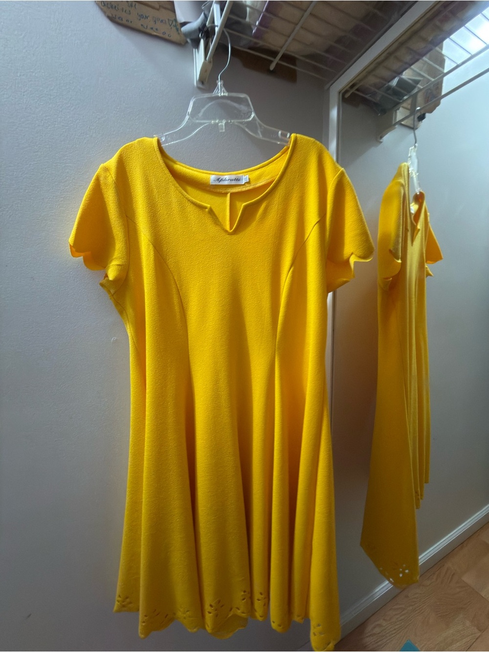Anthropologie Sunny Yellow Notch-Neck Swing Dress